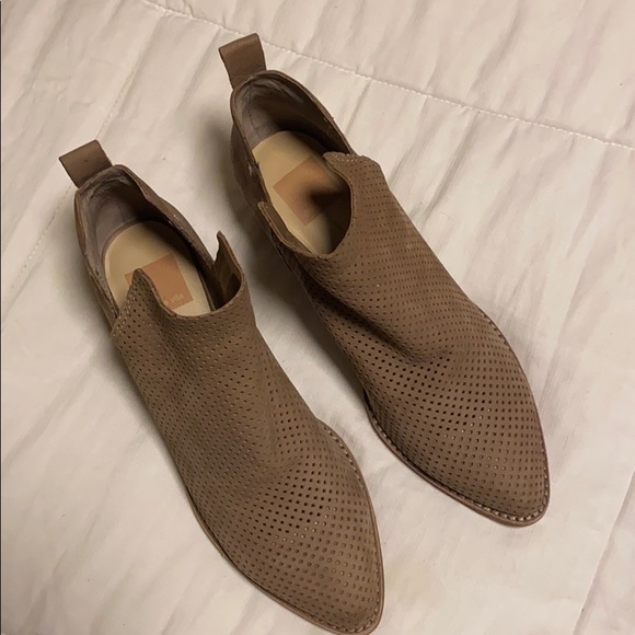 Dolce Vita Perforated Leather Ankle Booties Taupe - Picture 8 of 12
